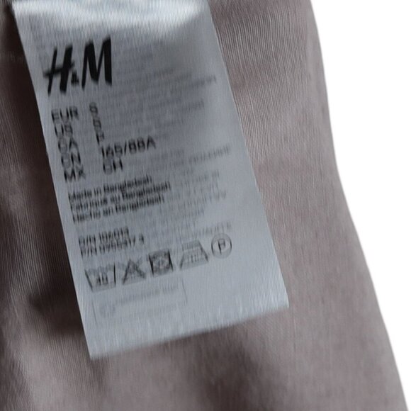 H&M Cropped Wide Sleeve Linen Cotton Blend Shirt Blouse Size Small Dusty Mauve - Picture 8 of 8